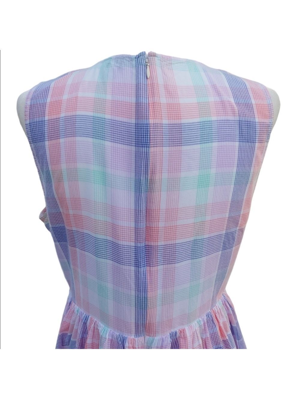 J.Crew Women's Smocked Tiered Cotton Plaid Dress in Pastels Multi size Large - Picture 4 of 17